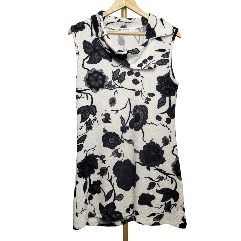 Papillon Dress L Floral Cowl Neck Sleeveless‎ Elegant Midi Geometric Career